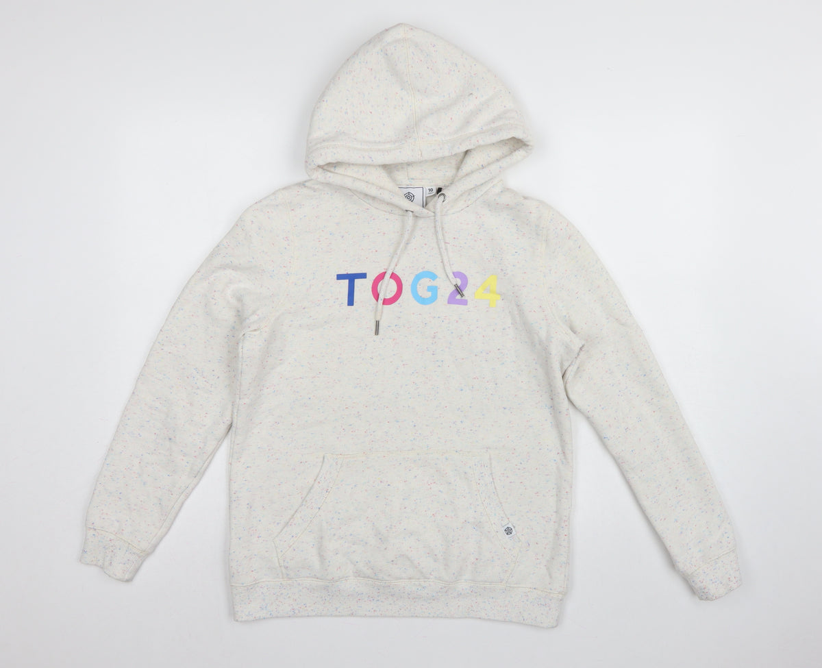 TOG24 Women’s Ivory Speckle Hoodie UK 10 Pullover Logo Pocket