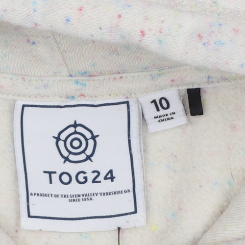 TOG24 Women’s Ivory Speckle Hoodie UK 10 Pullover Logo Pocket