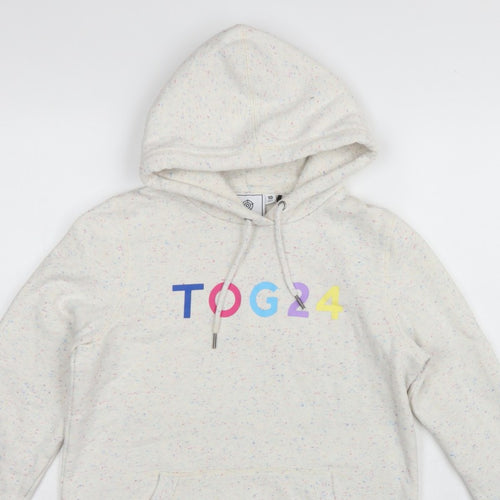 TOG24 Women’s Ivory Speckle Hoodie UK 10 Pullover Logo Pocket