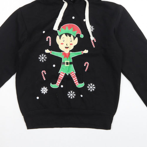 Be Jealous Girls Black L Pullover Christmas Elf Graphic Hoodie