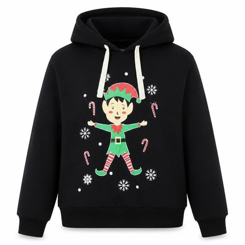 Be Jealous Girls Black L Pullover Christmas Elf Graphic Hoodie