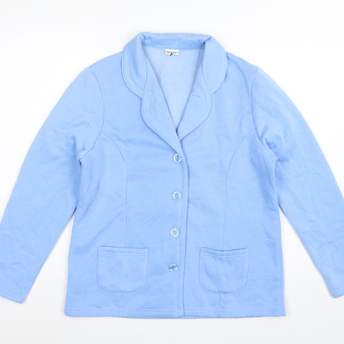 Damart Women Blue UK 16 Fleece Jacket Button Front Pockets