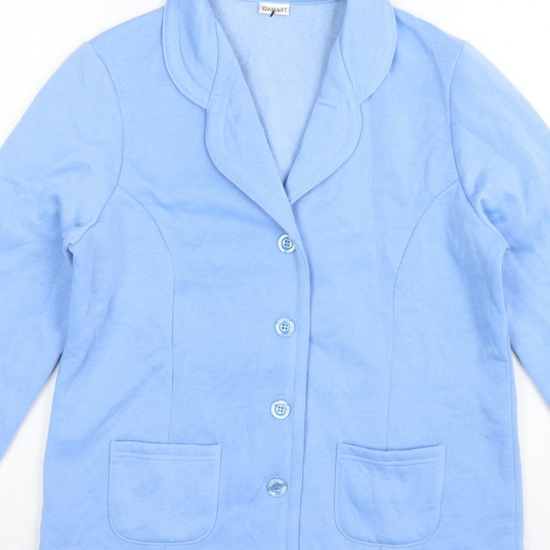 Damart Women Blue UK 16 Fleece Jacket Button Front Pockets