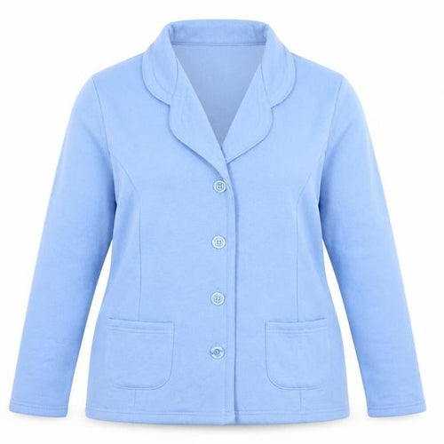 Damart Women Blue UK 16 Fleece Jacket Button Front Pockets
