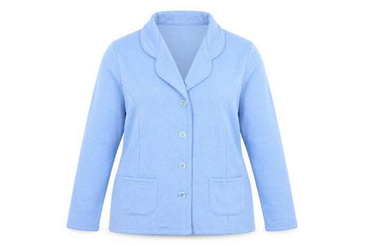 Damart Women Blue UK 16 Fleece Jacket Button Front Pockets