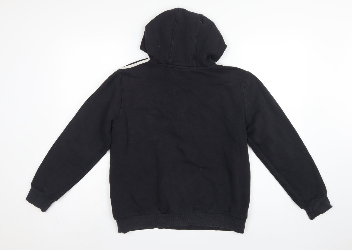 adidas Boys Black 13-14 Years Pullover Hoodie Logo 3 Stripe