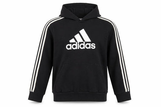 adidas Boys Black 13-14 Years Pullover Hoodie Logo 3 Stripe