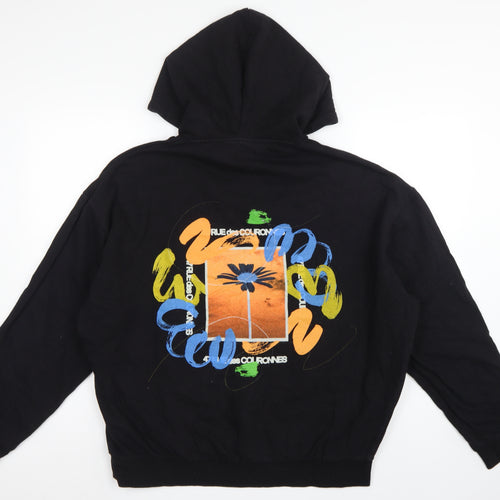 ASOS Design Men's Black L Pullover Hoodie Colourful Floral Graphic Print