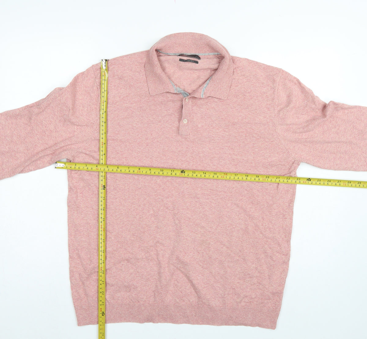Marks and Spencer Men's Pink L Cotton Rich Collared Henley Jumper