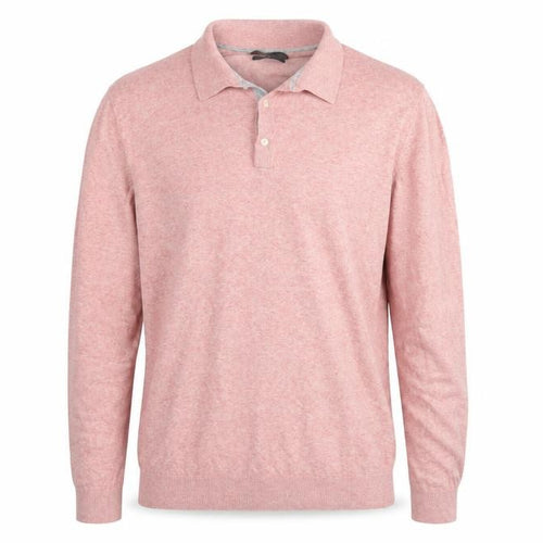 Marks and Spencer Men's Pink L Cotton Rich Collared Henley Jumper