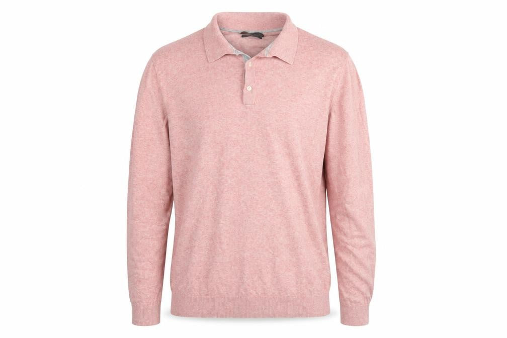 Marks and Spencer Men's Pink L Cotton Rich Collared Henley Jumper