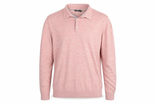 Marks and Spencer Men's Pink L Cotton Rich Collared Henley Jumper