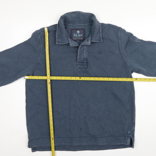 Fat Face Men’s Blue L Collared Henley Sweatshirt Embroidered Logo