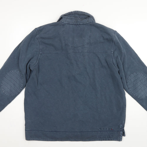 Fat Face Men’s Blue L Collared Henley Sweatshirt Embroidered Logo