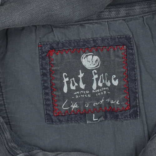 Fat Face Men’s Blue L Collared Henley Sweatshirt Embroidered Logo