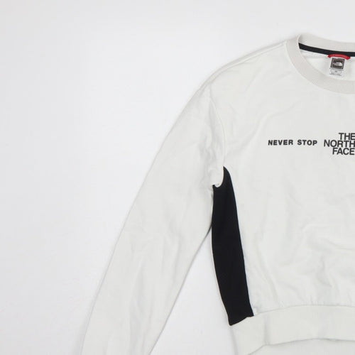 The North Face Women White S Pullover Sweatshirt Logo Colourblock Fleece