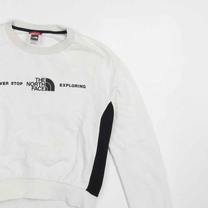 The North Face Women White S Pullover Sweatshirt Logo Colourblock Fleece