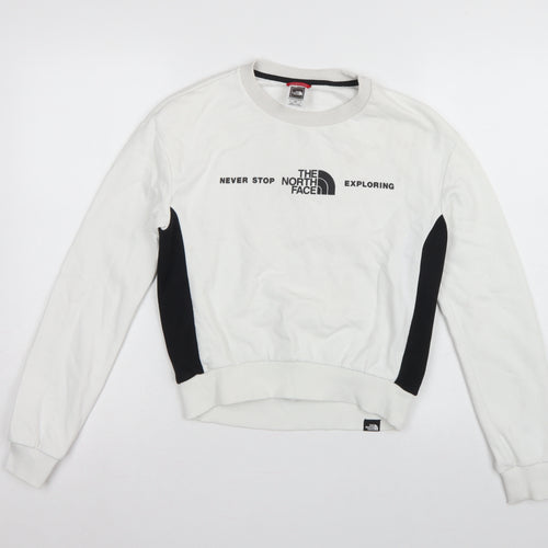 The North Face Women White S Pullover Sweatshirt Logo Colourblock Fleece
