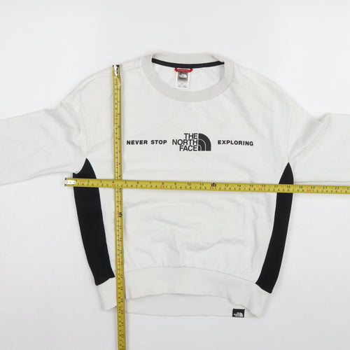 The North Face Women White S Pullover Sweatshirt Logo Colourblock Fleece