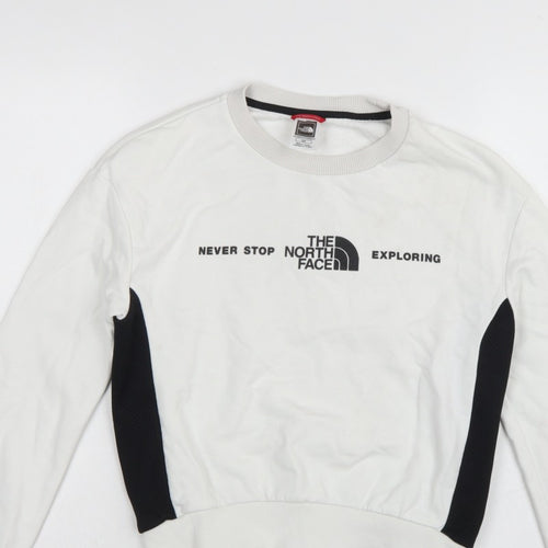 The North Face Women White S Pullover Sweatshirt Logo Colourblock Fleece