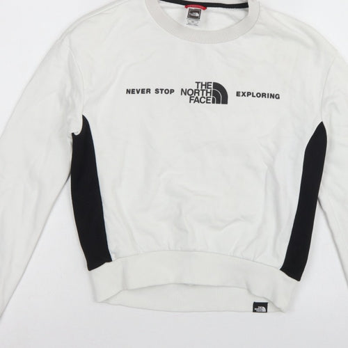 The North Face Women White S Pullover Sweatshirt Logo Colourblock Fleece
