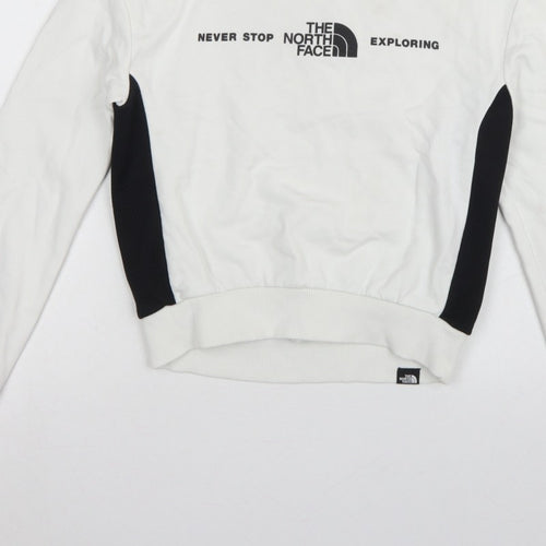 The North Face Women White S Pullover Sweatshirt Logo Colourblock Fleece