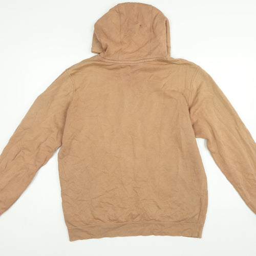 Nike Men’s Beige Large Pullover Hoodie Logo Fleece Pocket