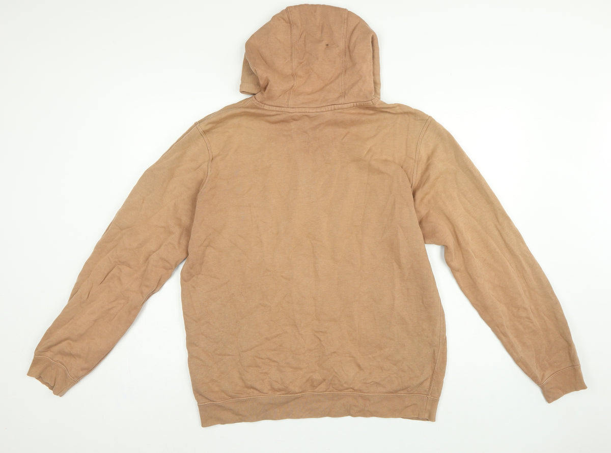 Nike Men’s Beige Large Pullover Hoodie Logo Fleece Pocket