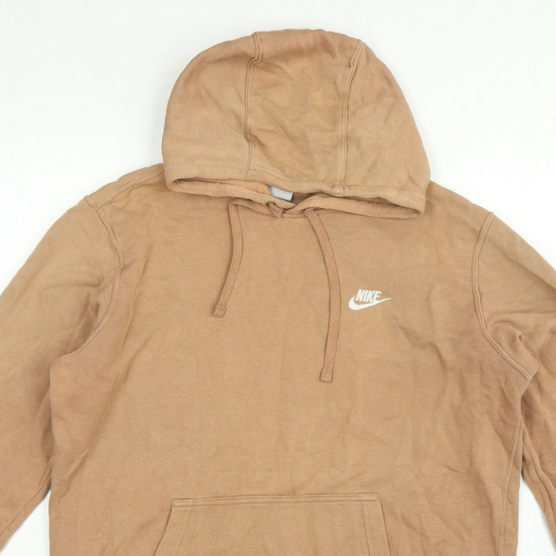 Nike Men’s Beige Large Pullover Hoodie Logo Fleece Pocket