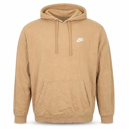 Nike Men’s Beige Large Pullover Hoodie Logo Fleece Pocket