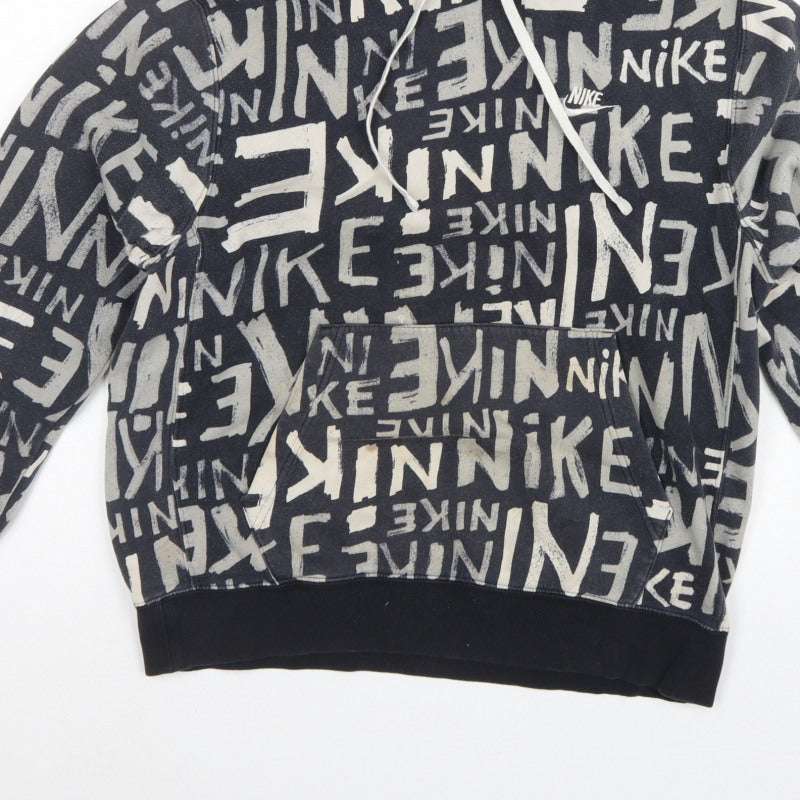 Additional view of Nike Teens Black Grey Graphic Print Pullover Hoodie M