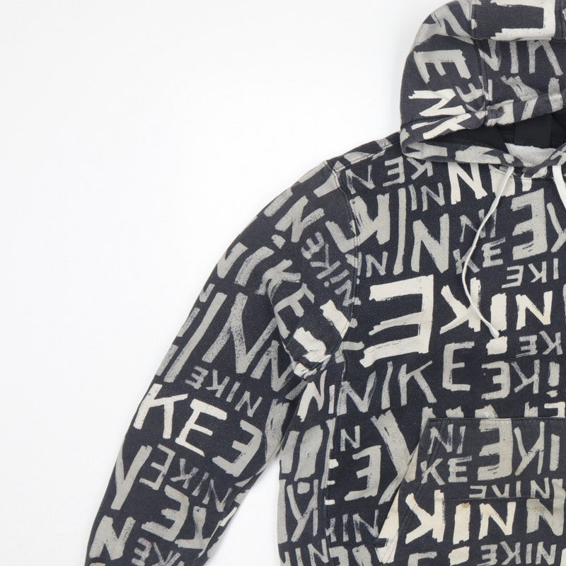 Additional view of Nike Teens Black Grey Graphic Print Pullover Hoodie M