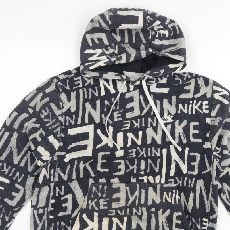 Additional view of Nike Teens Black Grey Graphic Print Pullover Hoodie M