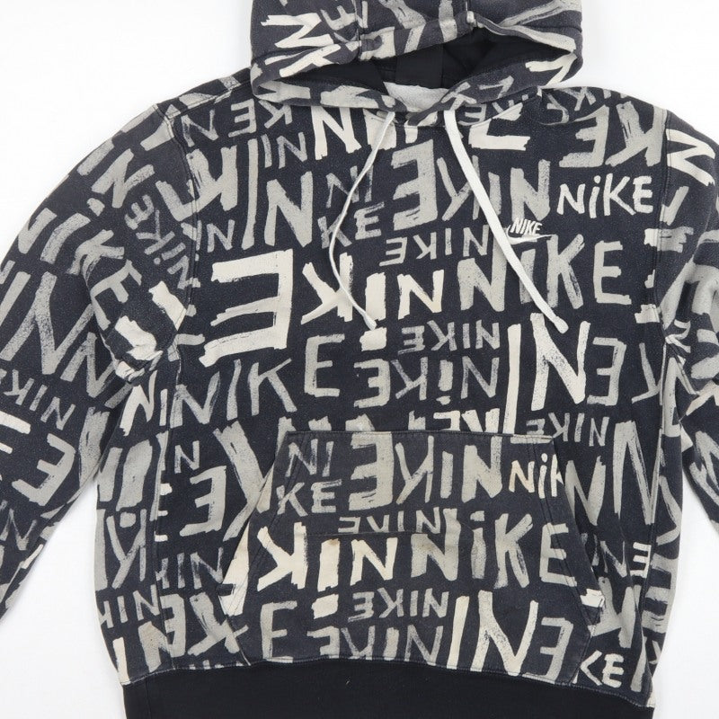 Additional view of Nike Teens Black Grey Graphic Print Pullover Hoodie M