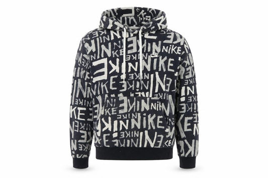 Nike Teens Black Grey Graphic Print Pullover Hoodie M