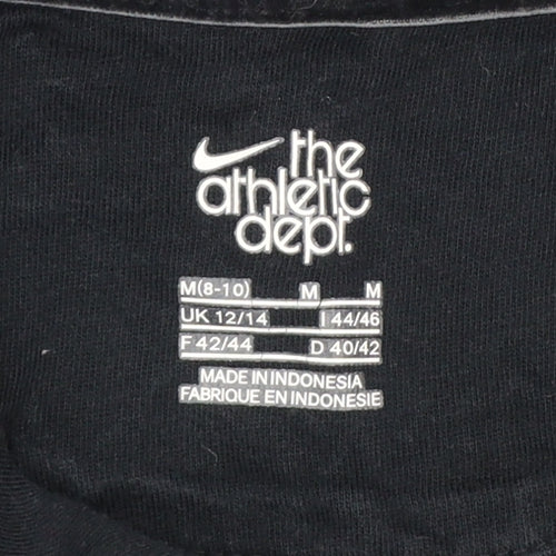 Nike Women's Black Pink Logo Pullover Hoodie UK 12 M Hooded