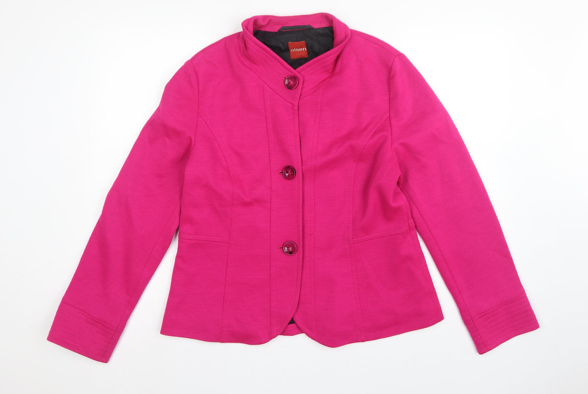 Olsen Women’s Pink UK 16 Tailored Lined 3 Button Blazer Jacket