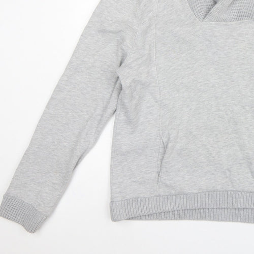 H&M Men’s Grey L Pullover High Neck Sweatshirt Cotton Blend Pockets