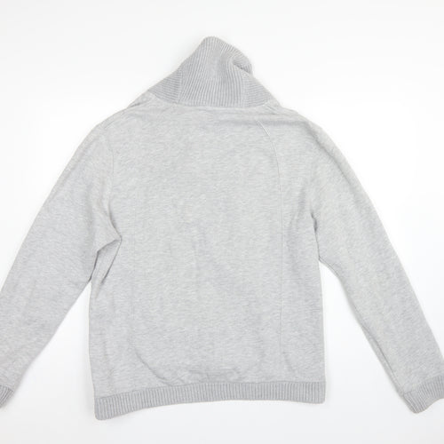 H&M Men’s Grey L Pullover High Neck Sweatshirt Cotton Blend Pockets