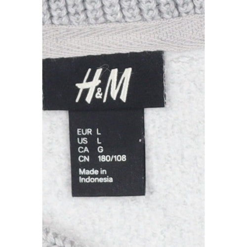 H&M Men’s Grey L Pullover High Neck Sweatshirt Cotton Blend Pockets