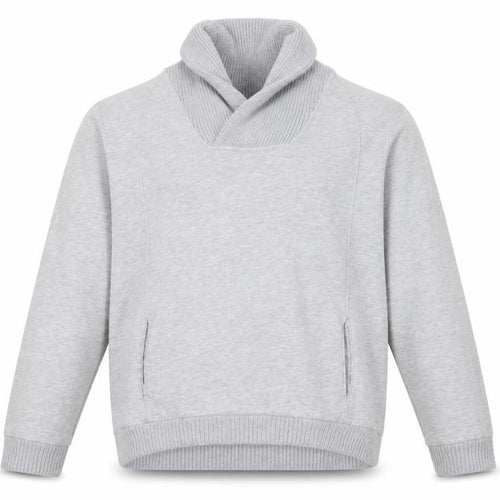 H&M Men’s Grey L Pullover High Neck Sweatshirt Cotton Blend Pockets