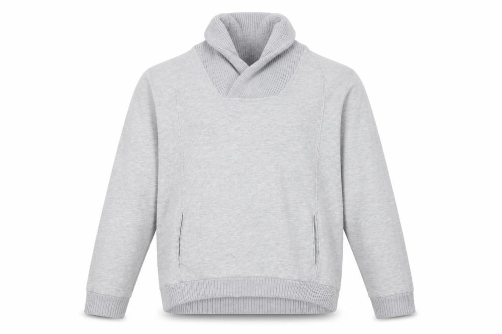 H&M Men’s Grey L Pullover High Neck Sweatshirt Cotton Blend Pockets
