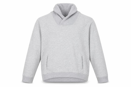 H&M Men’s Grey L Pullover High Neck Sweatshirt Cotton Blend Pockets