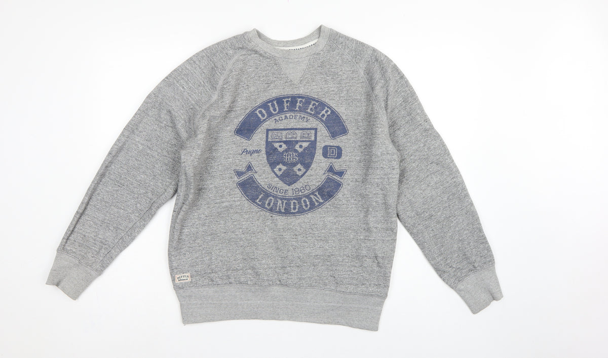 Duffer St George Men’s Grey S London Academy Graphic Crew Sweatshirt