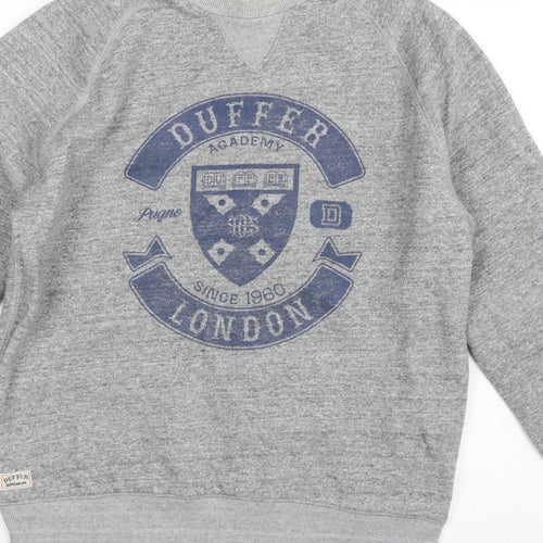 Duffer St George Men’s Grey S London Academy Graphic Crew Sweatshirt