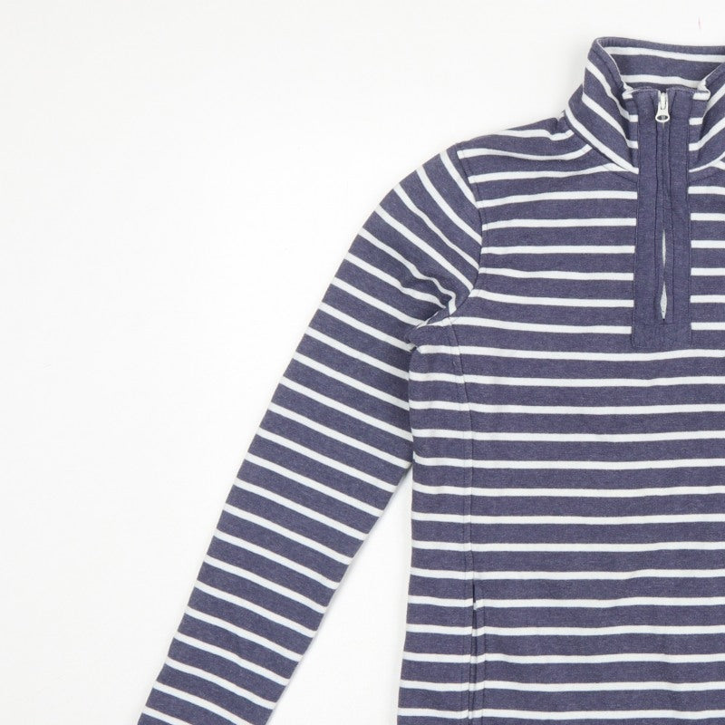 Mountain Warehouse Women’s Blue Stripe Half Zip Fleece Sweatshirt UK 8