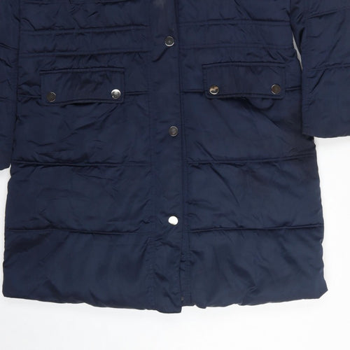 Centigrade Women Blue S Long Puffer Quilted Polyester Coat