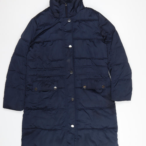 Centigrade Women Blue S Long Puffer Quilted Polyester Coat