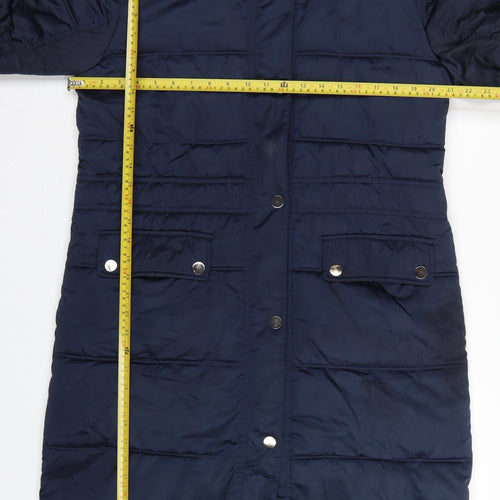 Centigrade Women Blue S Long Puffer Quilted Polyester Coat