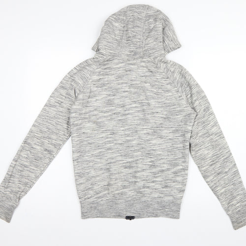 Adidas Originals Women Grey Marl UK 10 Full Zip Hooded Logo Hoodie